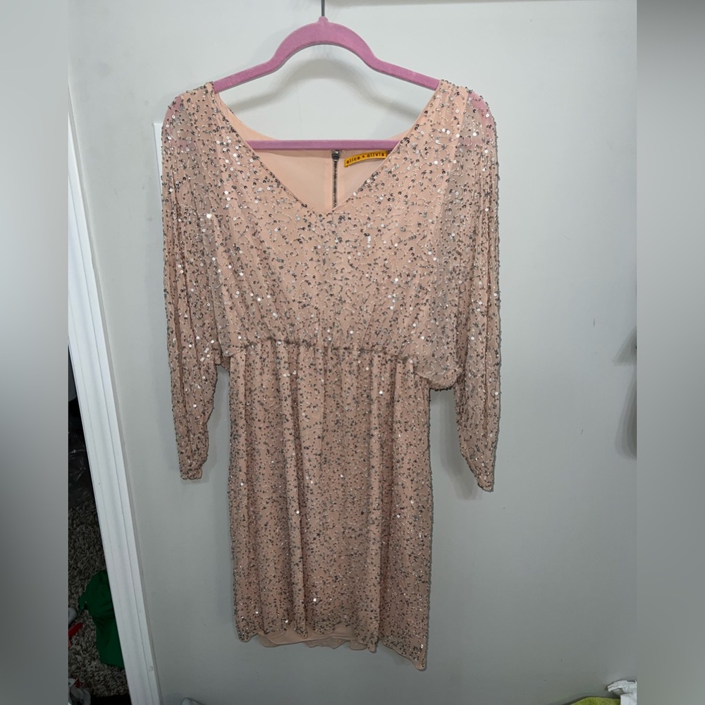 Alice & Olivia beaded dress light pink size Large